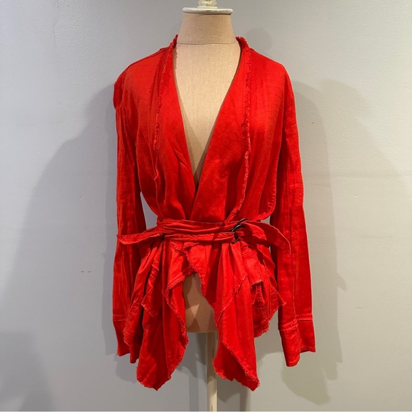 Free People Raw Femme Drape Front Jacket - Picture 2 of 5